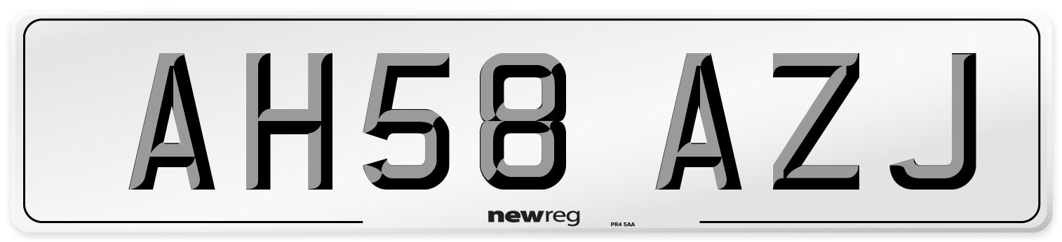 AH58 AZJ Number Plate from New Reg